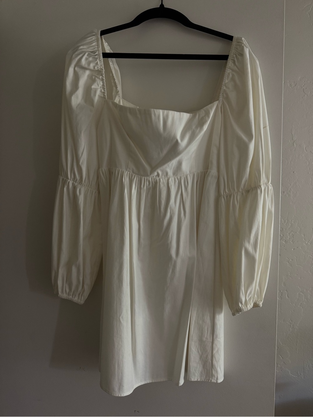 Reformation White Square Cotton Mini Dress Long Sleeve